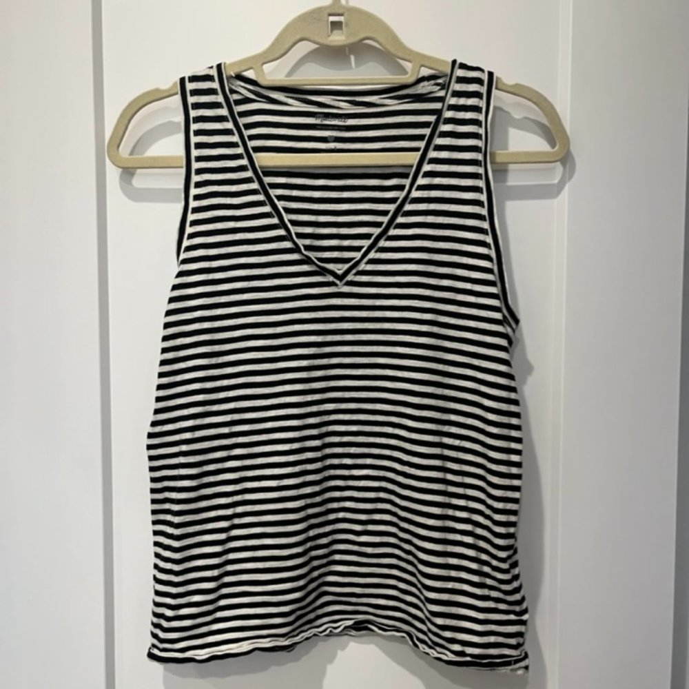 Madewell Striped V Neck Tank Top